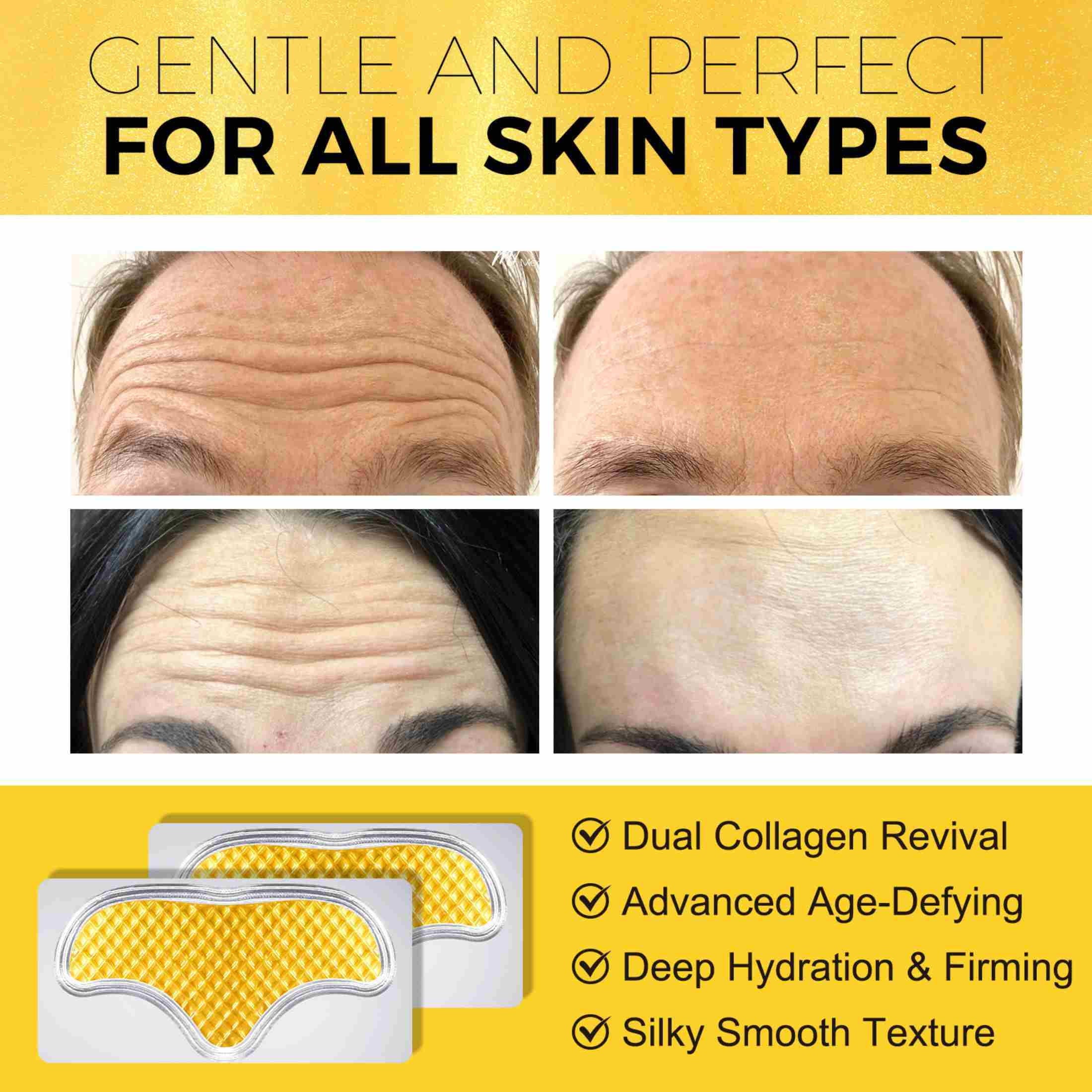 24K Forehead Wrinkle Patches, Collagen Lines Mask with Collagen Boosting Elasticity for Women and Men,12Pcs