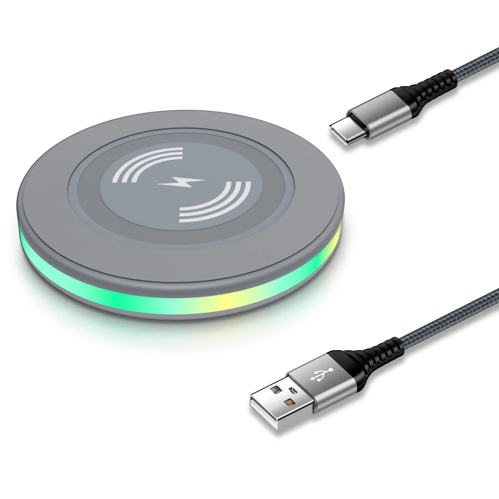 ABCPOW 15W Fast Wireless Charger Samsung Android Fast Charging Pad Qi-Certified Wireless Charger Mat Wireless Charger Station Compatible for Iphone 17 16 15 14 Samsung Galaxy S25 S24 S23 S22,Grey