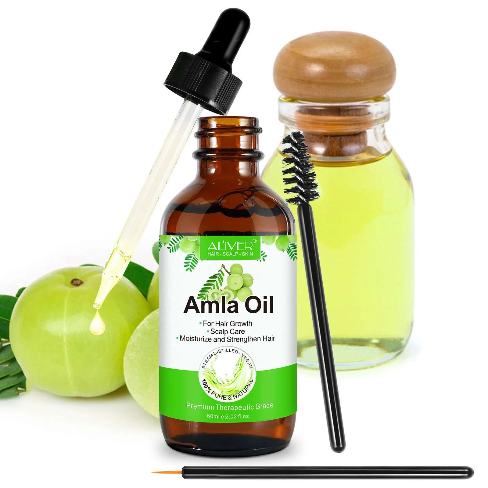 Amla Oil for Hair Care, Hair Oiling, Scalp Massage & Skin Care, Moisturizing & Nourishing, 100% Pure & Natural, Cold Pressed, Cruelty Free, 2.02 Fl Oz