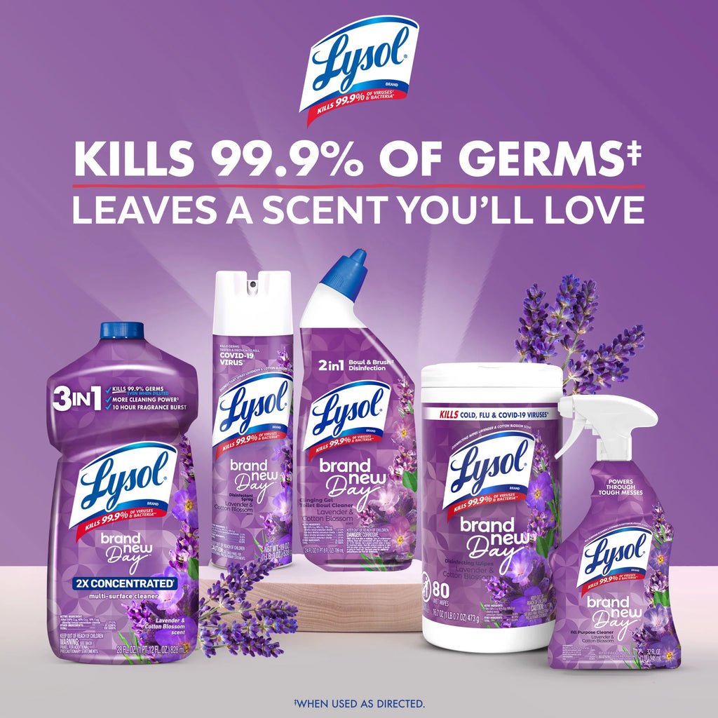 Lysol® Multi-Surface Cleaner, 2X Concentrated, Pourable Brand New Day, Lavender & Cotton Blossom Scent, 28 Oz