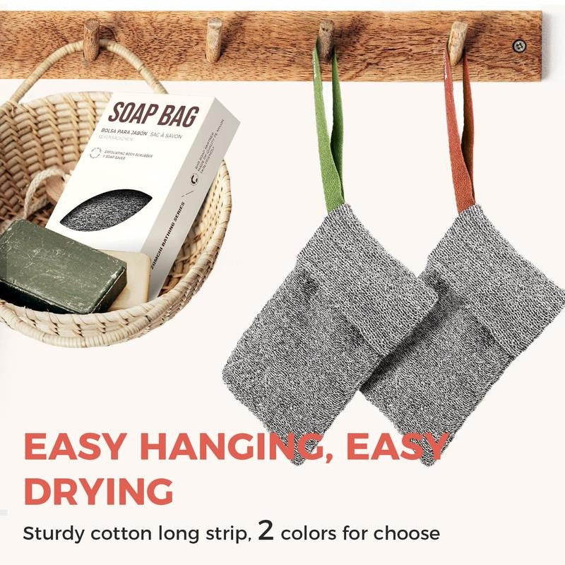 2 Pieces Soap Pouch and Soap Saver Pocket for Use in Shower, Premium Body Scrubb
