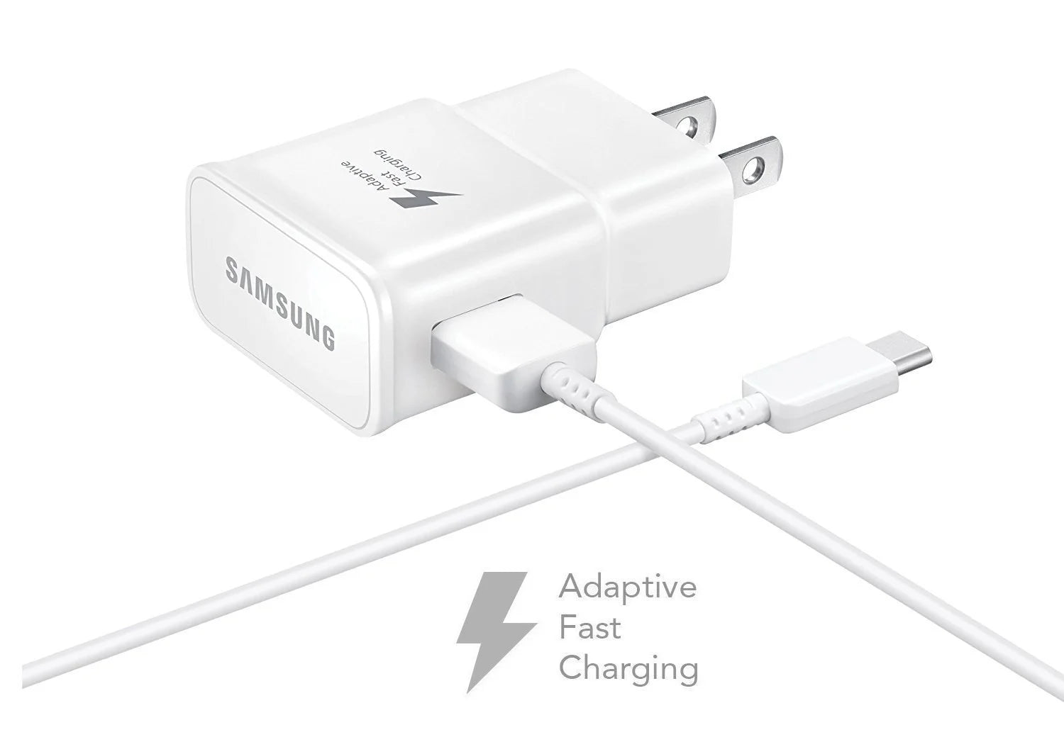 Original OEM Samsung Adaptive Fast Charging Wall Adapter Charger with USB Type C Cable, White - for Galaxy S8 / S8 plus / S9 / S9+ / S10 / S10 plus / S20 / S20 plus / Note 10 / Note 8 / Note 9