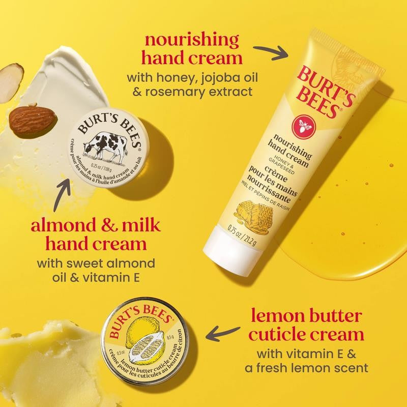 Burts Bees Tips and Toes Gift Set, Hand Cream, Foot Cream, Cuticle Cream, Hand S