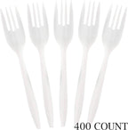 Disposable Plastic Forks Mediumweight Cutlery Utensils, 400 Pack