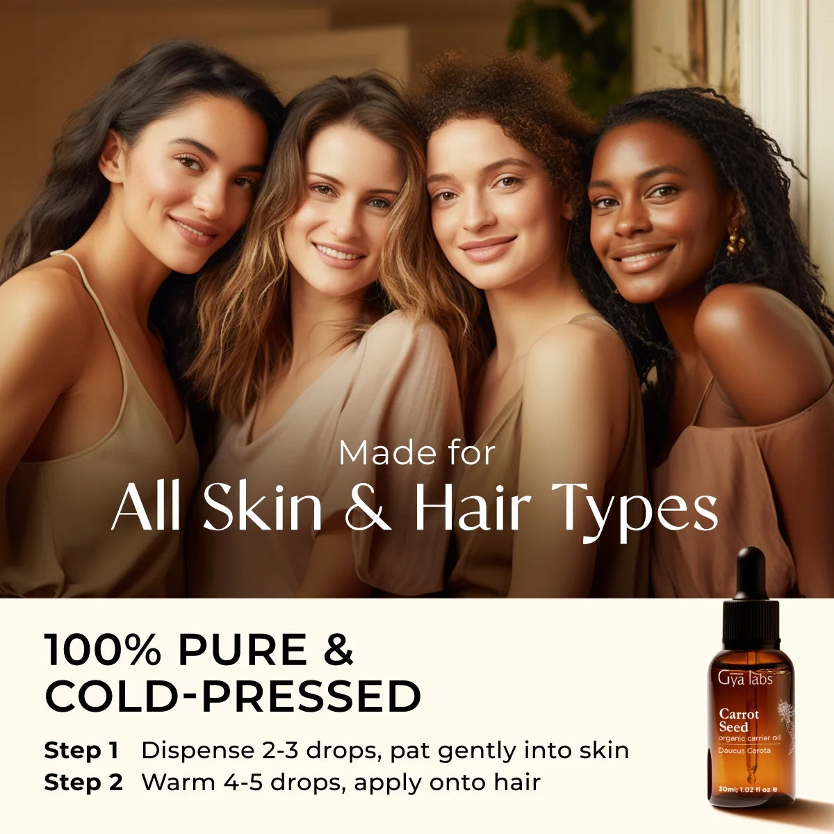 Gya Labs Organic Carrot Seed Oil for Skin - Pure & Natural Unrefined Cold Pressed Carrot Oil for Hair, Scalp, Skin, Face & Massage (1 Fl Oz)