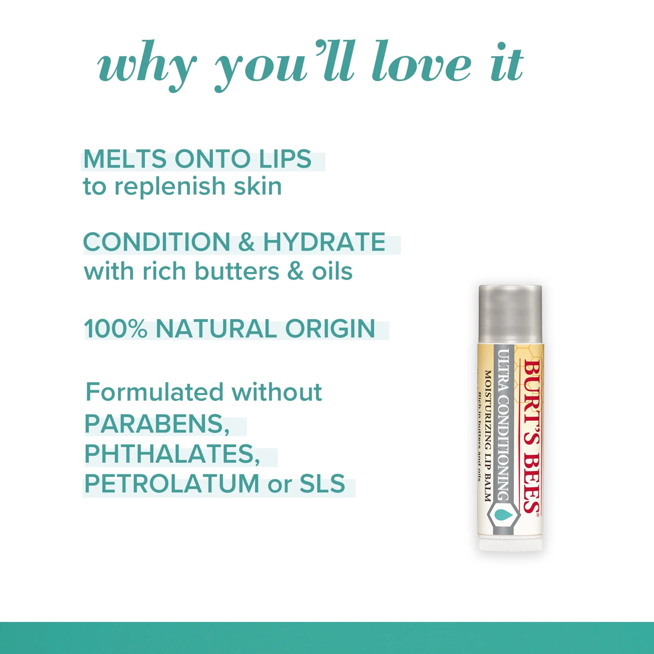 Burt'S Bees Ultra Conditioning Moisturizing Lip Balm, 1-Pack, 0.15 Oz.