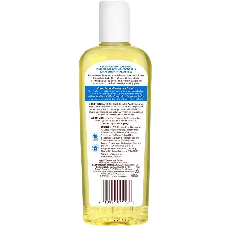 Cocoa Butter Formula Body Oil with Vitamin E: Instant Hydration and Radiant Glow