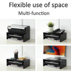 2-Tier Wooden Desktop Riser with Pad Holder,Monitor Stand Riser with Storage Org