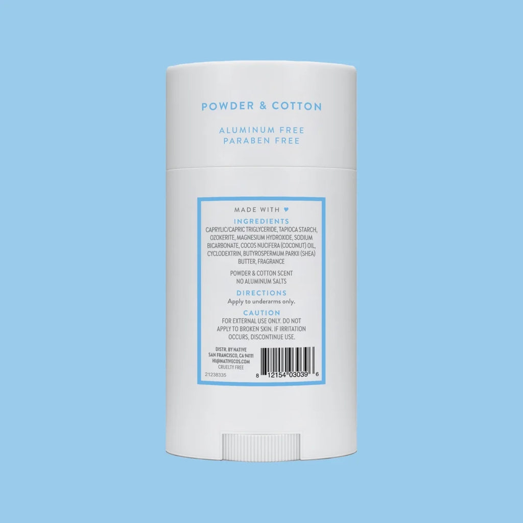 Native Deodorant, Aluminum Free, Powder & Cotton, for Women and Men, 2.65 Oz