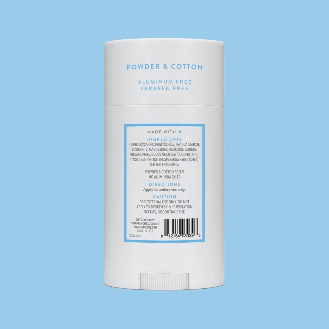 Native Deodorant, Aluminum Free, Powder & Cotton, for Women and Men, 2.65 Oz