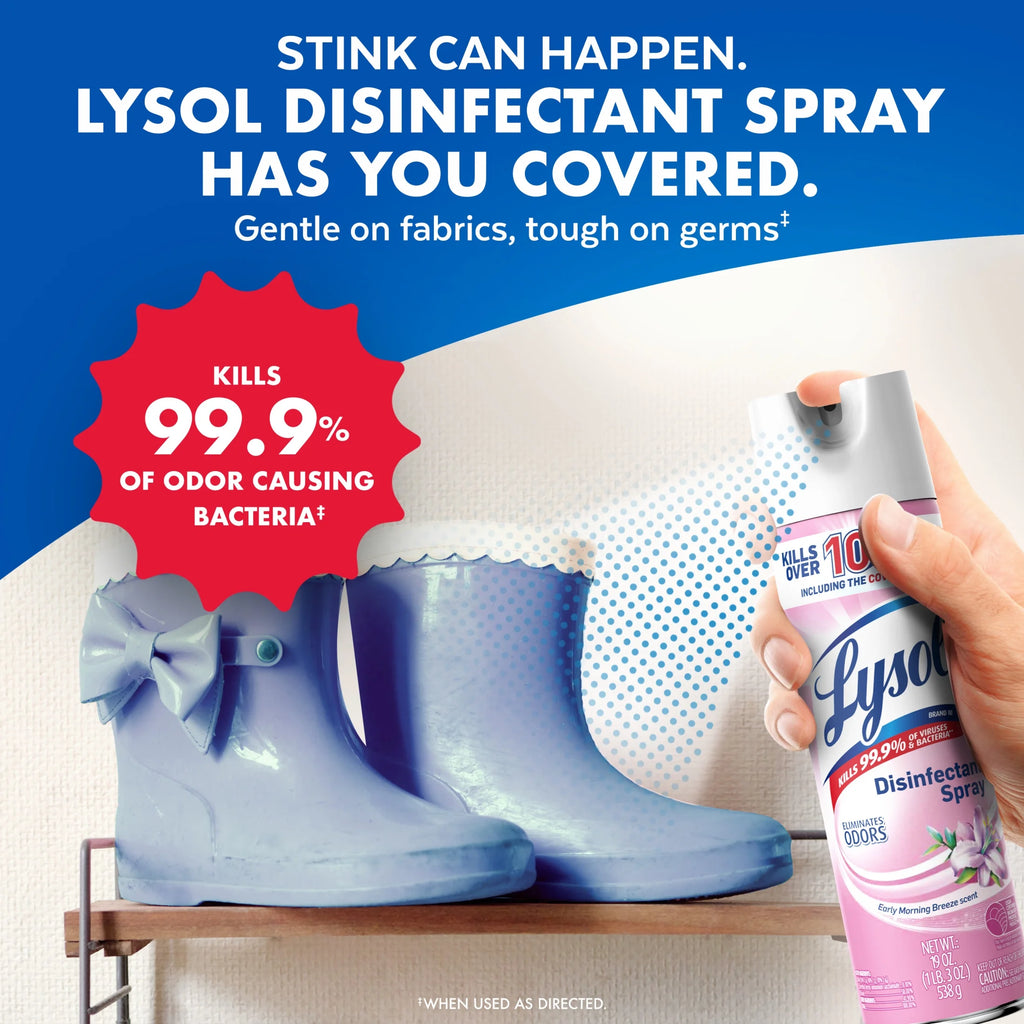 Lysol Disinfectant Sanitizing Antibacterial Spray for Deodorizing, Early Morning Breeze, 19 Fl Oz, 2 Pack