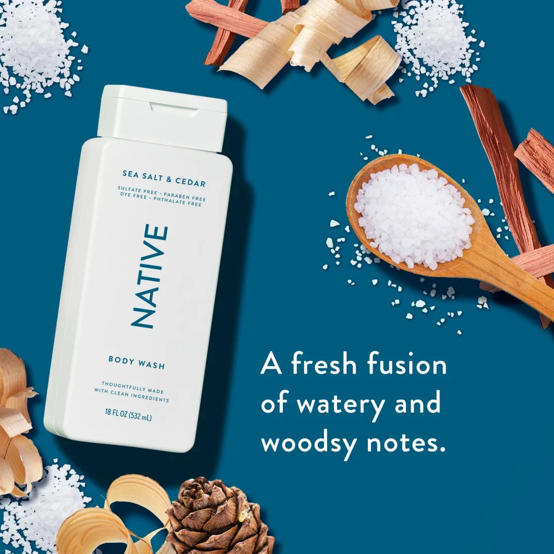 Native Sea Salt & Cedar Body Wash 18Oz