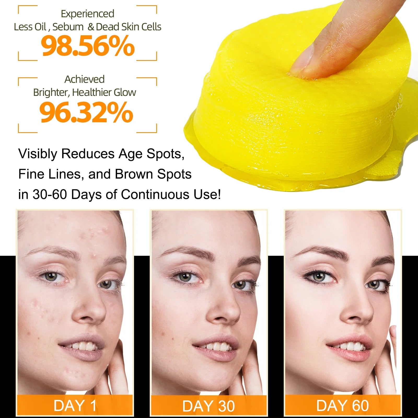 50 Pads Kojic Acid & Turmeric Cleansing Pads-Cleanses Pores, Exfoliates, Removes Dirt and Makeup, Facial Cleansing Pads for Women & Men