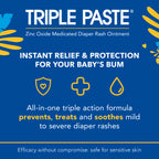 Triple Paste Diaper Rash Cream, Hypoallergenic Medicated Ointment for Babies, 2 Oz