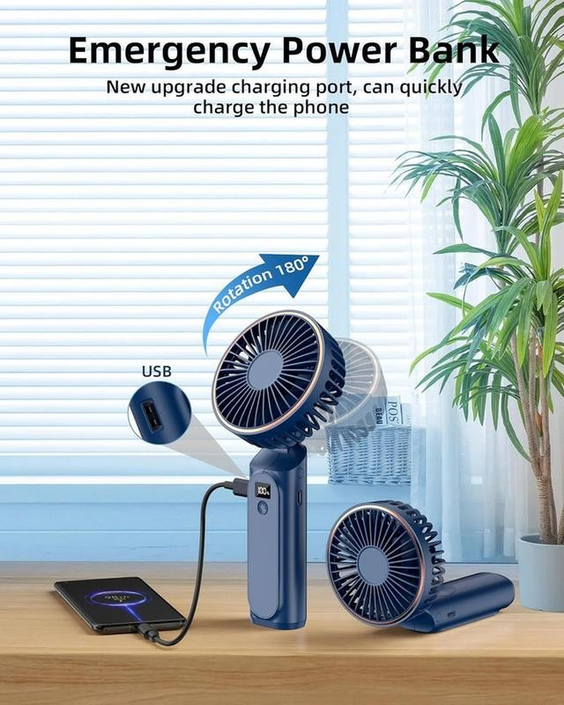 Frsara Portable Handheld Mini Fan, Neck Fan, 4000Mah Desk Fan, 180° Adjustable,