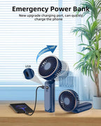 Frsara Portable Handheld Mini Fan, Neck Fan, 4000Mah Desk Fan, 180° Adjustable,
