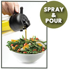 2-In-1 Oil Spray & Pour Dispenser, Leakproof and Refillable Glass Bottle for Coo