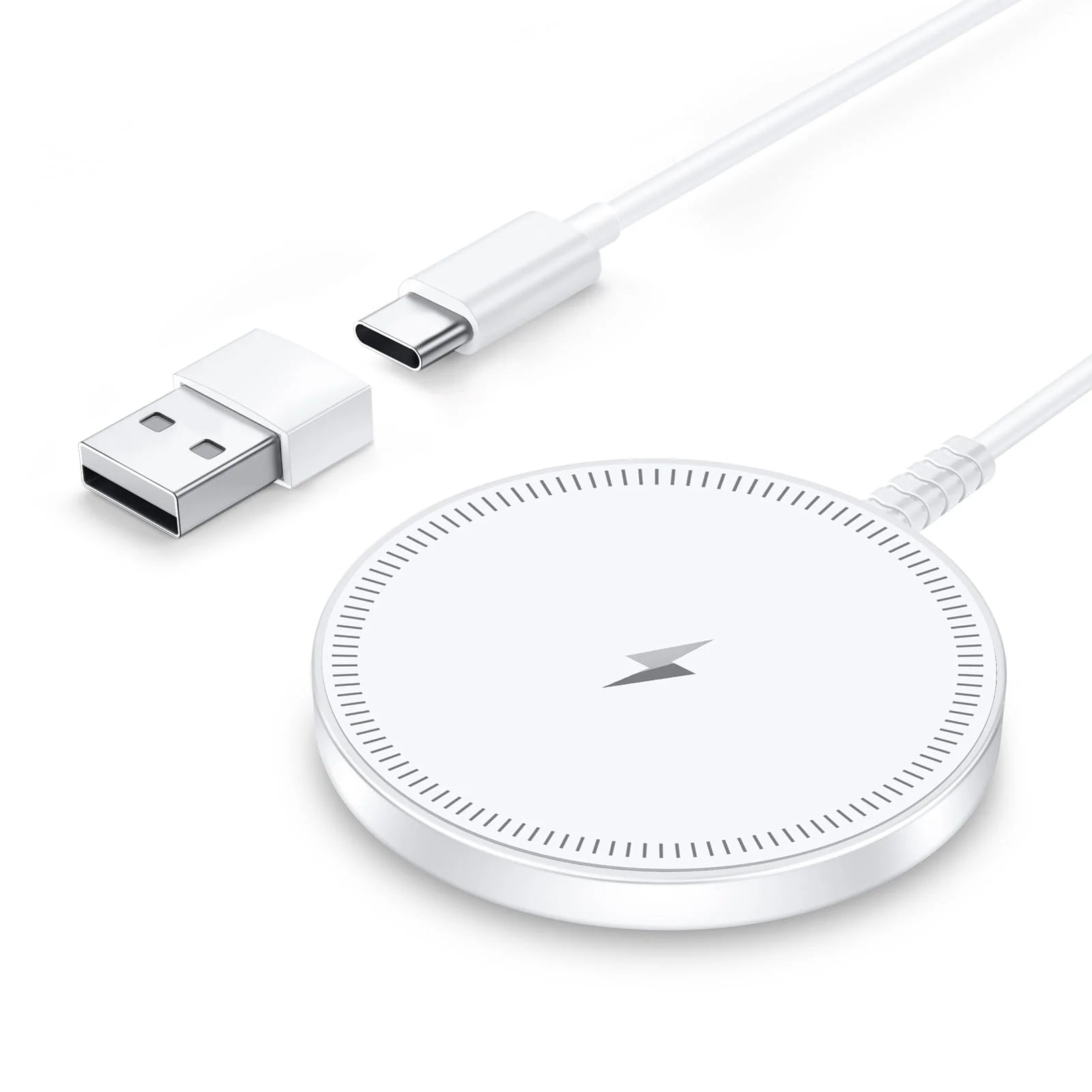 ETEPEHI Magnetic Charger Compatible for Iphone: Wireless Charging Pad Compatible with Iphone 16 15 14 Pro Max plus 13 12 Pro Max & Airpods 4 3 2 Pro, White