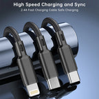 Cshidworld Multi Charging Cable 4FT, Multi Fast Charger Nylon Braided 3 in 1 Universal Phone Charger Fast Charging with USB C/Micro Usb/Iphone Port Compatible with Most Phones & Pads,Black