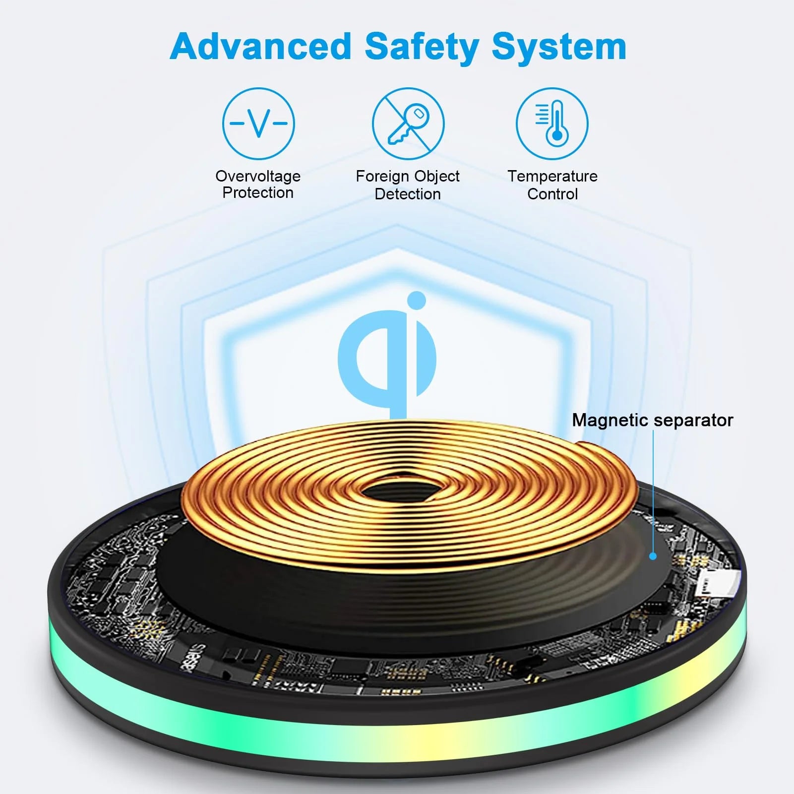 ABCPOW 15W Fast Wireless Charger Samsung Android Fast Charging Pad Qi-Certified Wireless Charger Mat Wireless Charger Station Compatible for Iphone 17 16 15 14 Samsung Galaxy S25 S24 S23 S22,Black