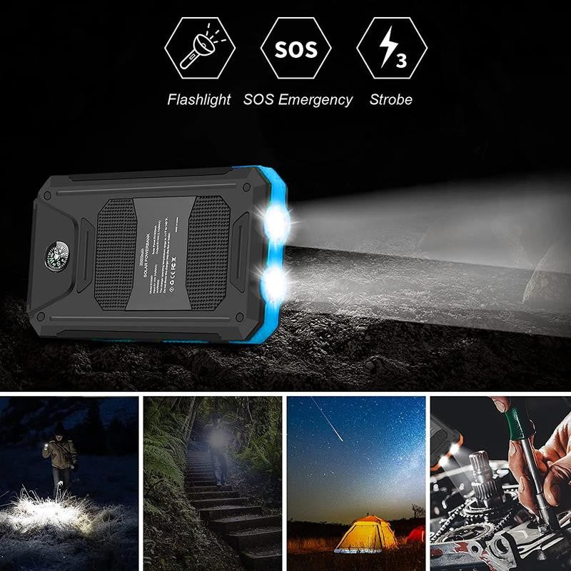 20000Mah Solar Charger for Cell Phone Iphone, Portable Solar Power Bank with Dua