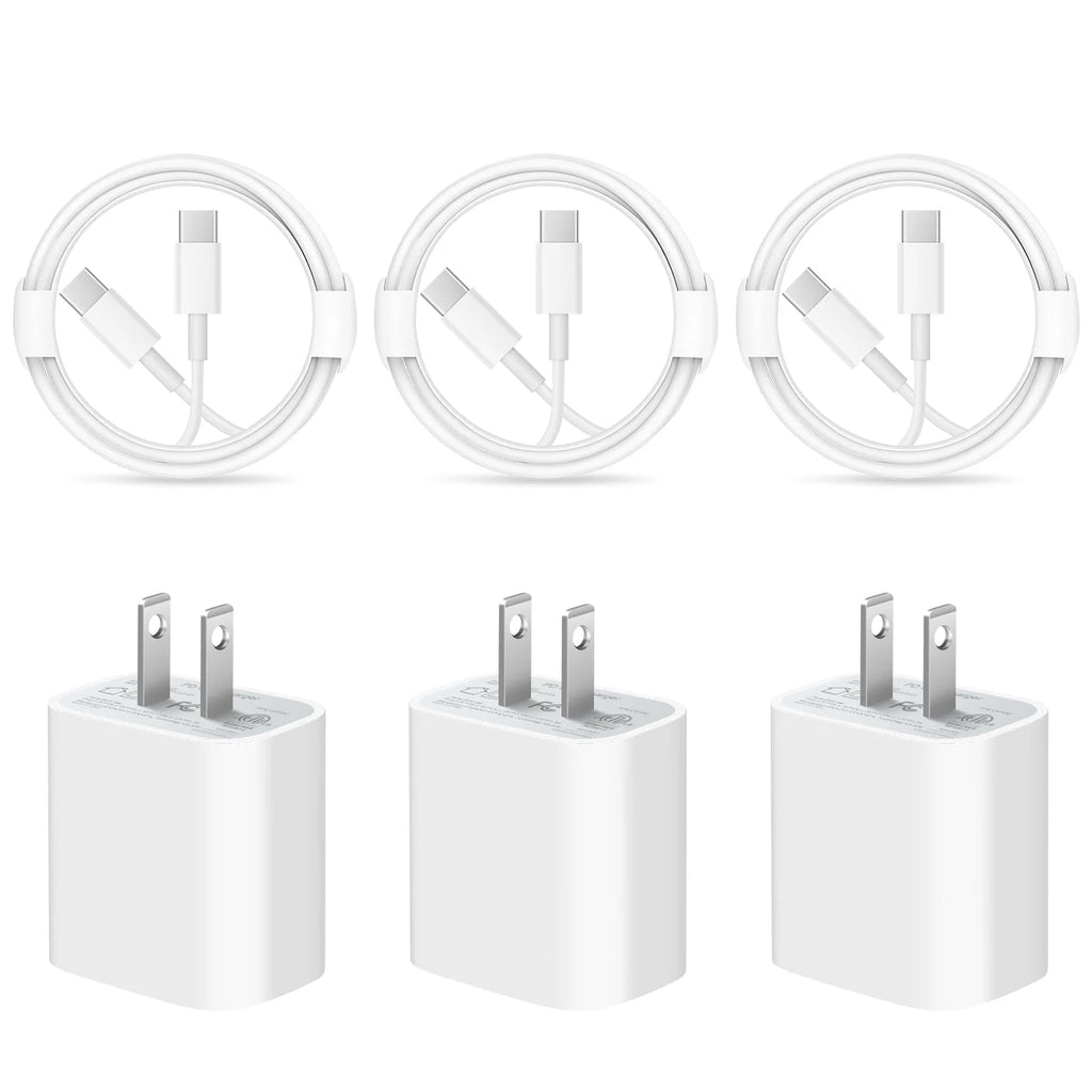 3 Pack USB C Charger with 6FT Cable Compatible for Iphone 17 16 15/Iphone 15 Pro/Iphone 15 Pro Max/Ipad Pro/Mini/Air4/Airpods
