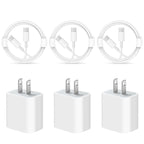 3 Pack USB C Charger with 6FT Cable Compatible for Iphone 17 16 15/Iphone 15 Pro/Iphone 15 Pro Max/Ipad Pro/Mini/Air4/Airpods