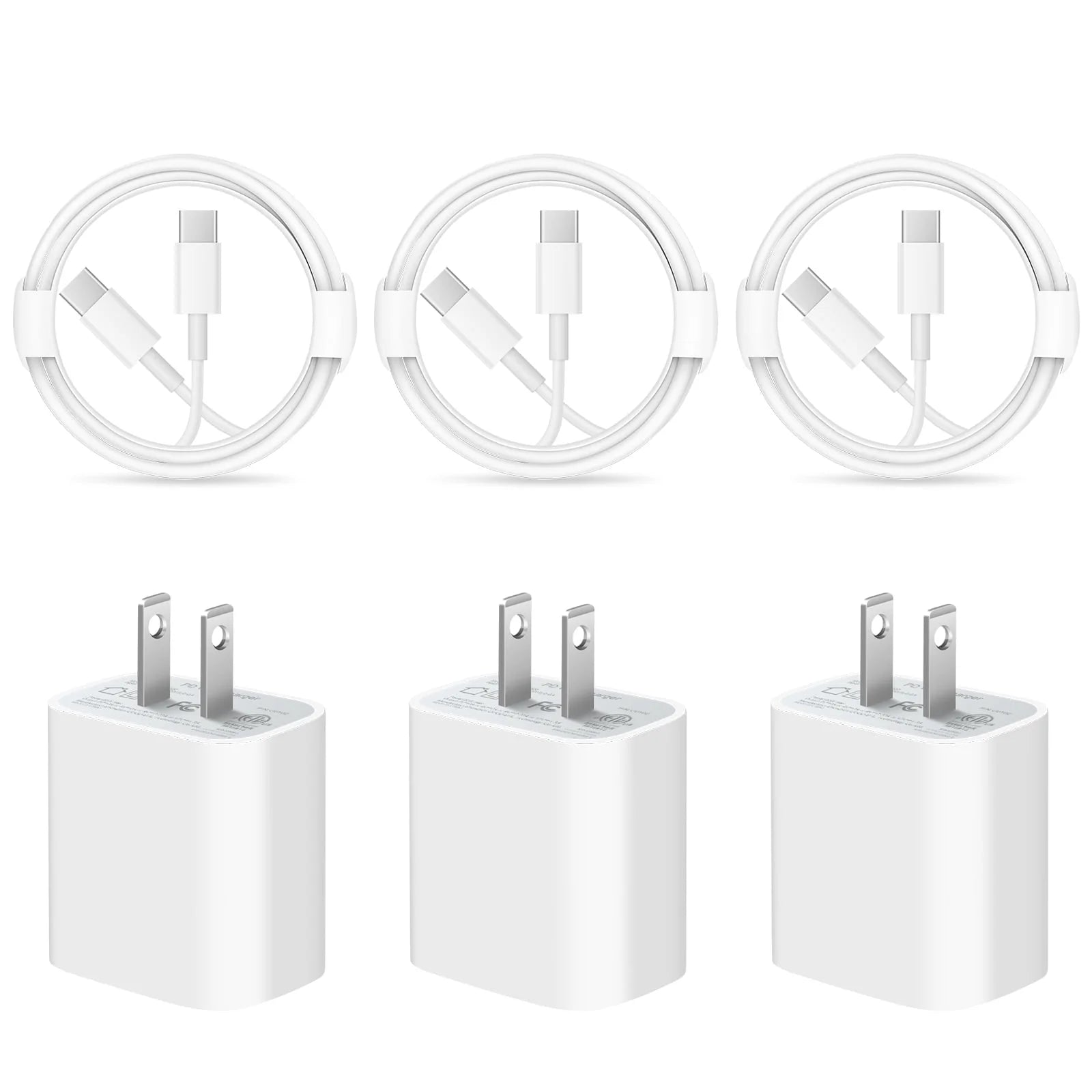 3 Pack USB C Charger with 6FT Cable Compatible for Iphone 17 16 15/Iphone 15 Pro/Iphone 15 Pro Max/Ipad Pro/Mini/Air4/Airpods