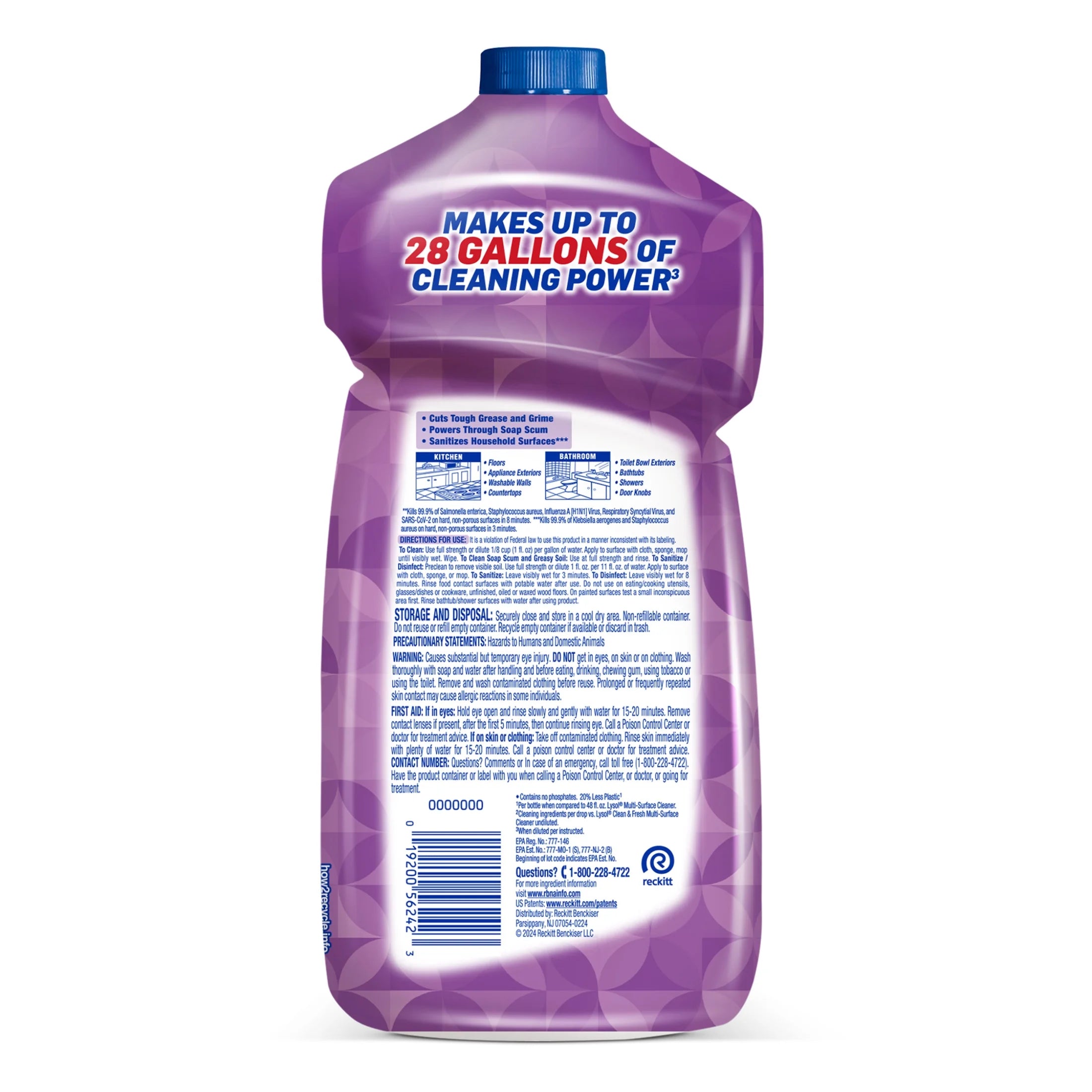 Lysol® Multi-Surface Cleaner, 2X Concentrated, Pourable Brand New Day, Lavender & Cotton Blossom Scent, 28 Oz