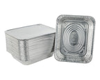 25 Pack Disposable Aluminum Foil Half Size Deep with Snap on Foil Lids Default