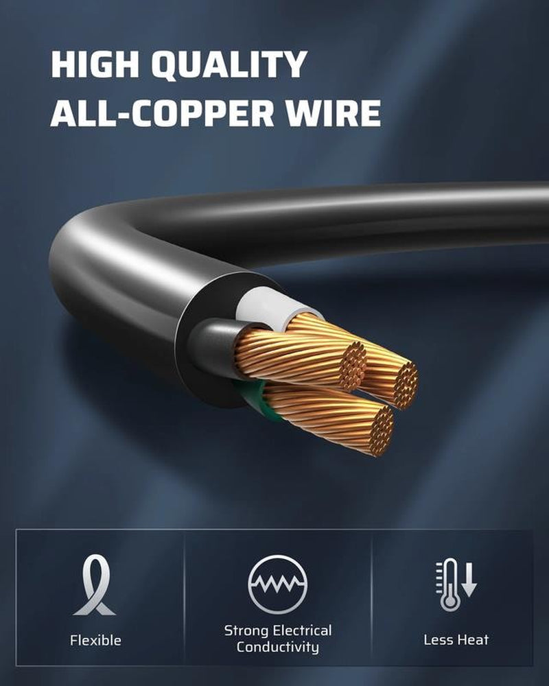 Extension Cord 25 FT, 3 Prong Extension Cable for Indoor Outdoor, 16/3 SJTW, Bla