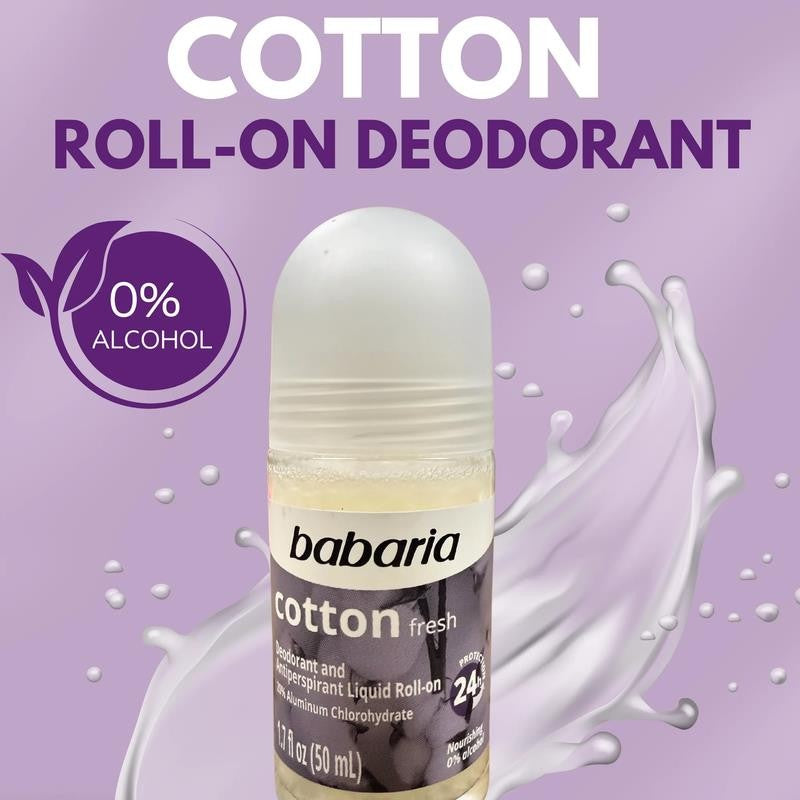 Cotton Roll-On Deodorant 50Ml – 24H Protection, No Alcohol (6-Pack)
