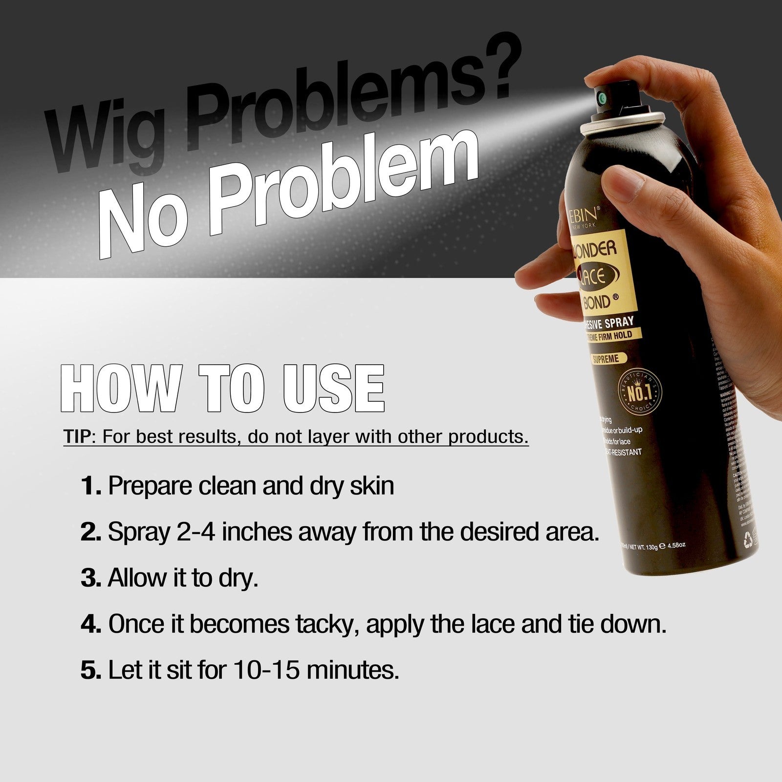 EBIN - Wonder Lace Bond Adhesive Spray Extreme Firm Hold SUPREME 400Ml