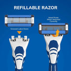 Easyrinse Anti-Clogging Men'S 4-Blade Refillable Manual Razors with 3 Cartridges