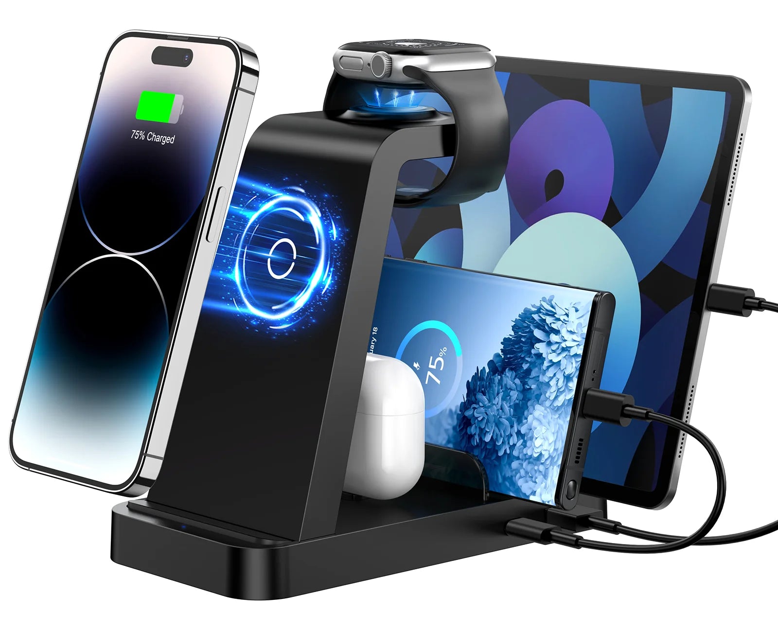 Wireless Charger for Iphone - 5 in 1 Charging Station for Multiple Devices Apple: 36W Fast Charging Dock Compatible for Iphone 17 16E 16 15 14 13 12 Pro Max Iwatch Samsung Tablets Ipad
