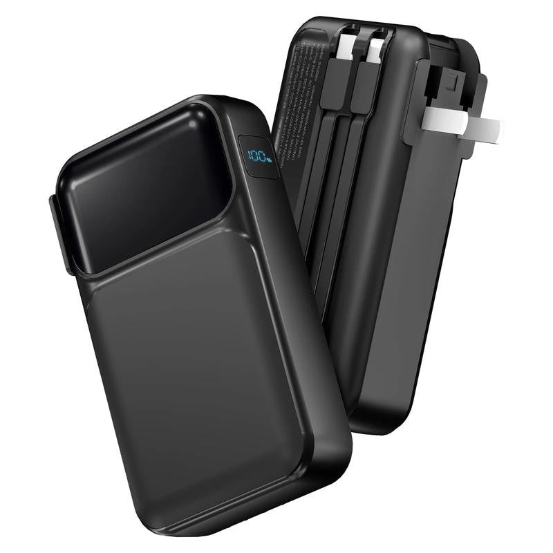 38800Mah Portable Charger Power Bank with Built-In Cable and AC Wall Plug,22.5W