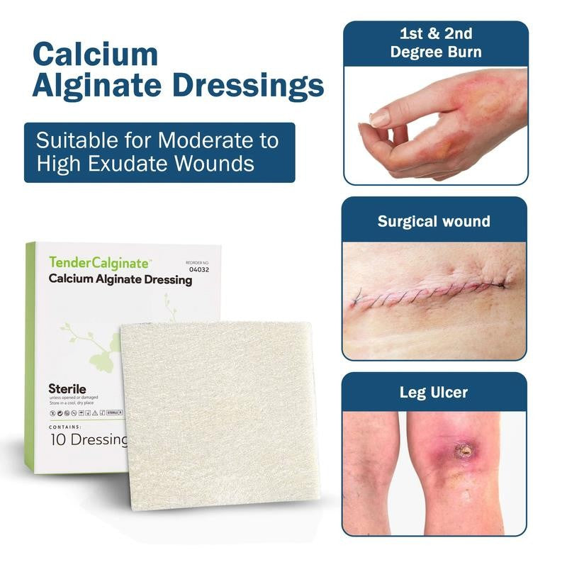 Calcium Alginate Wound Dressing 2" X 2" - 10 Ct. Individually Wrapped, Non Stick