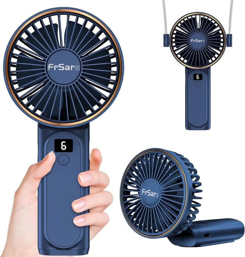 Frsara Portable Handheld Mini Fan, Neck Fan, 4000Mah Desk Fan, 180° Adjustable,