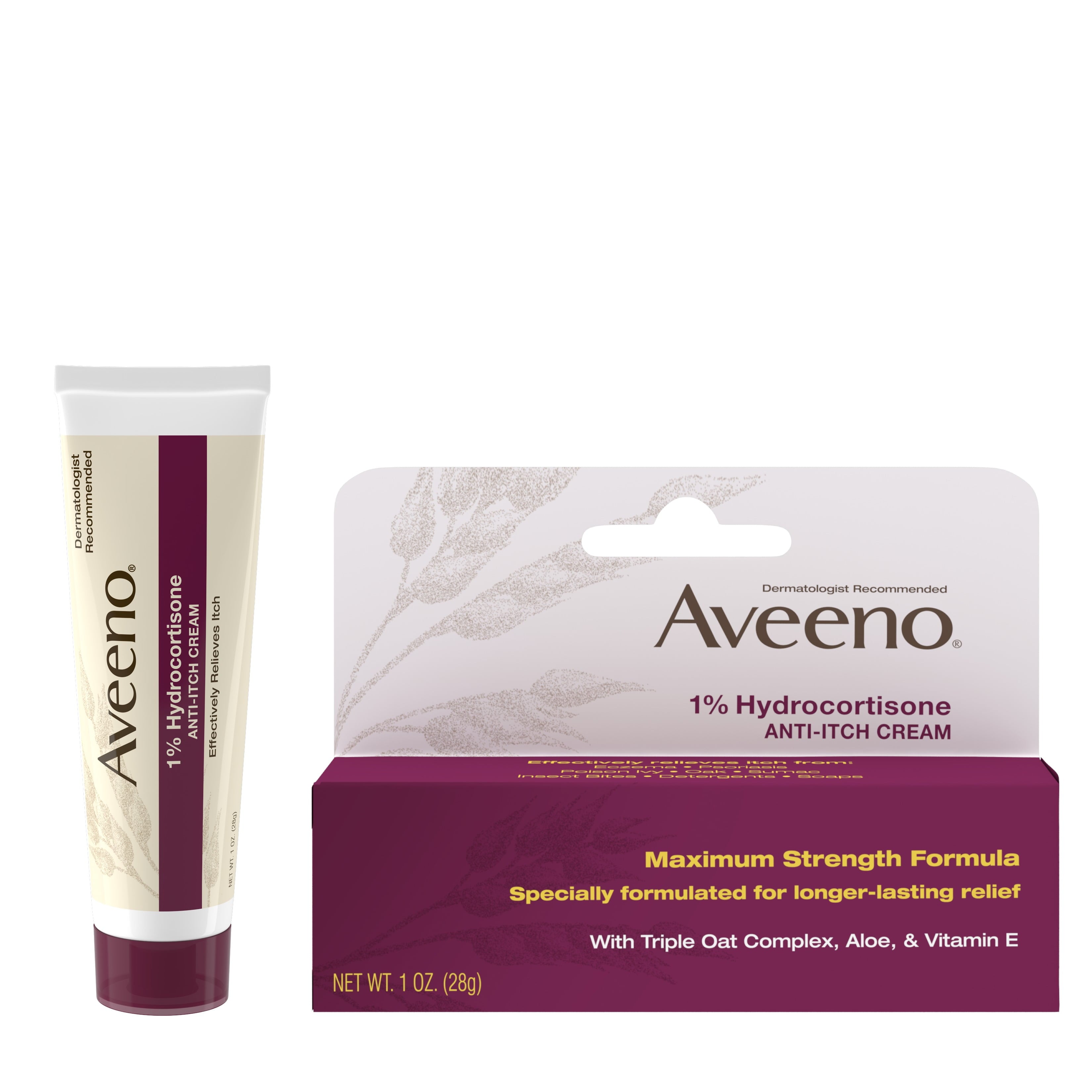 Aveeno Maximum Strength 1% Hydrocortisone Anti-Itch Cream - 2 Pack