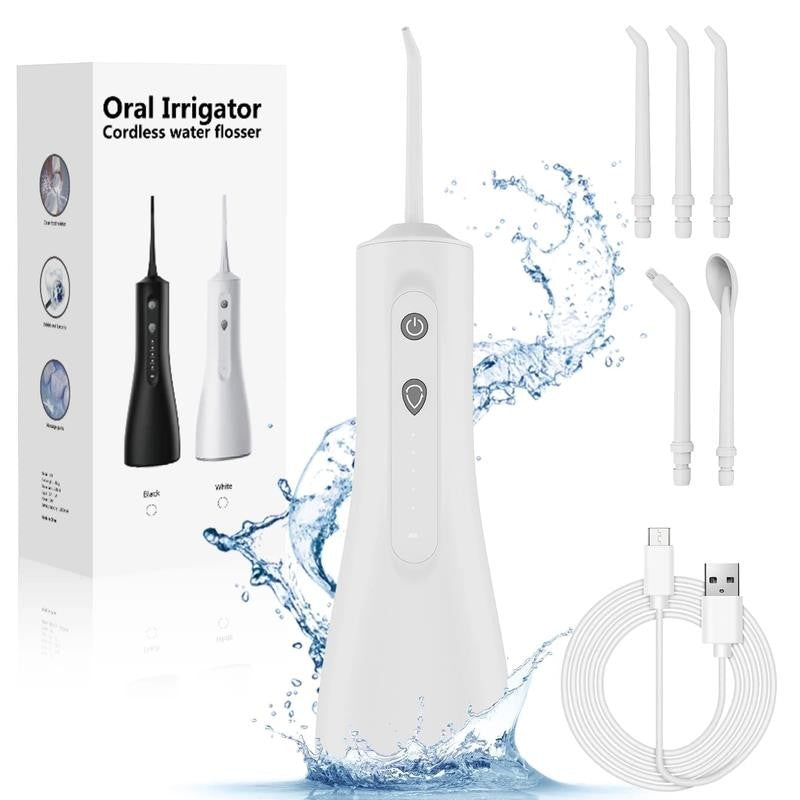 Cordless Water Flosser 300Ml, IPX7 Waterproof Oral Irrigator with 5 Cleaning Mod