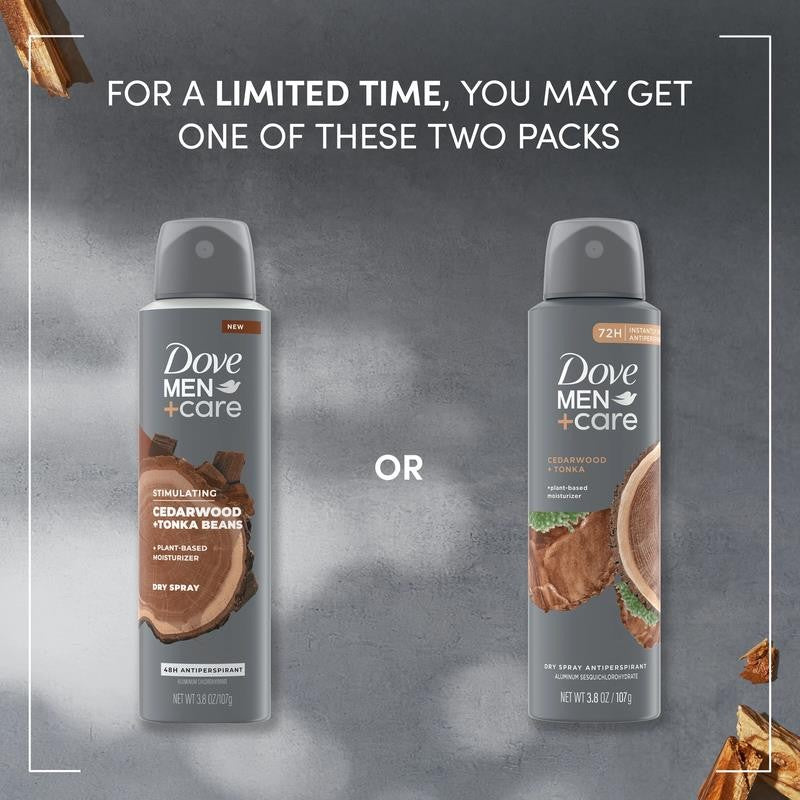 Dry Spray Antiperspirant Deodorant for Men Cedarwood + Tonka, 3.8 Oz