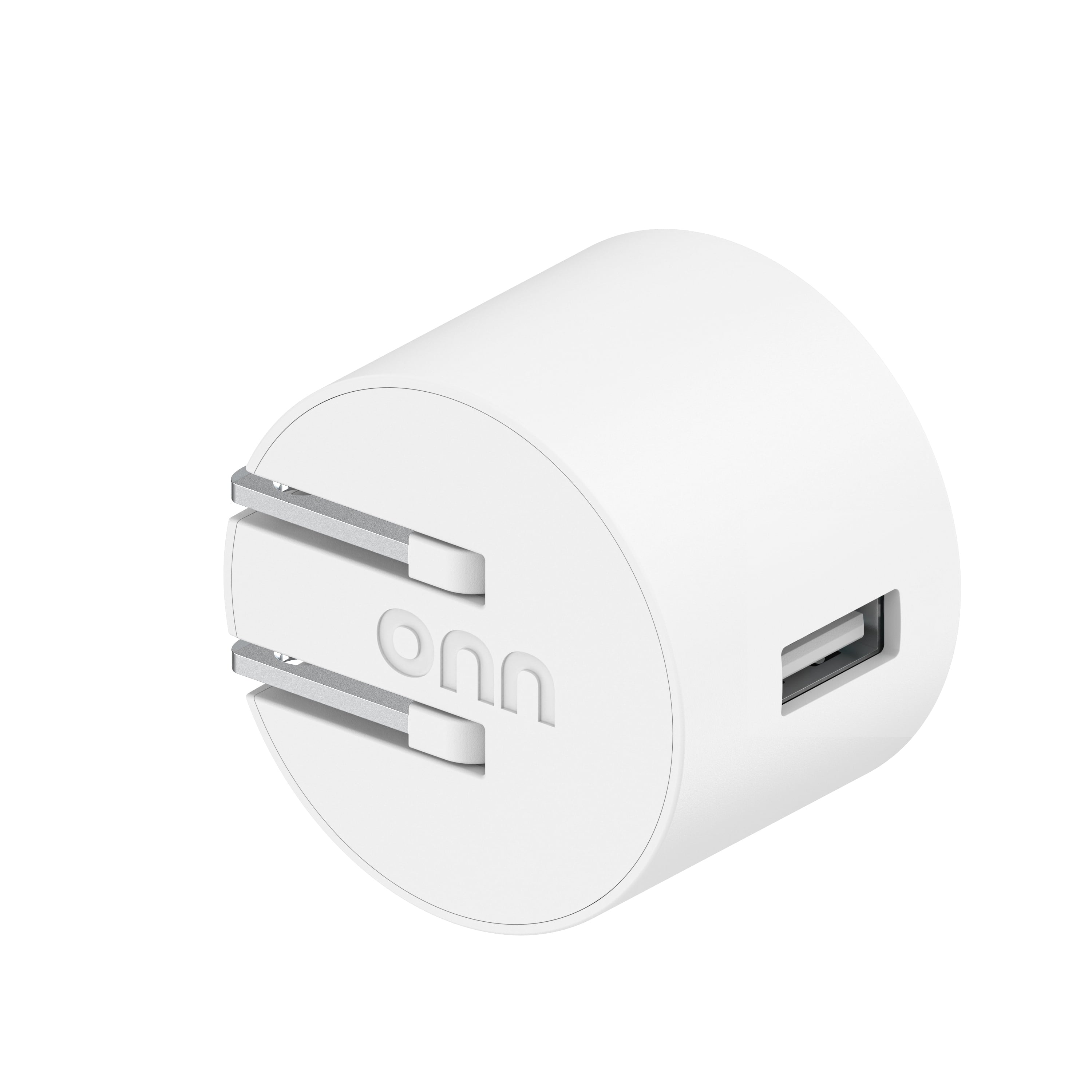 Onn 12W Single USB-A Port Wall Charger with 3Ft Micro-Usb to USB Cable, Foldable Plug, White