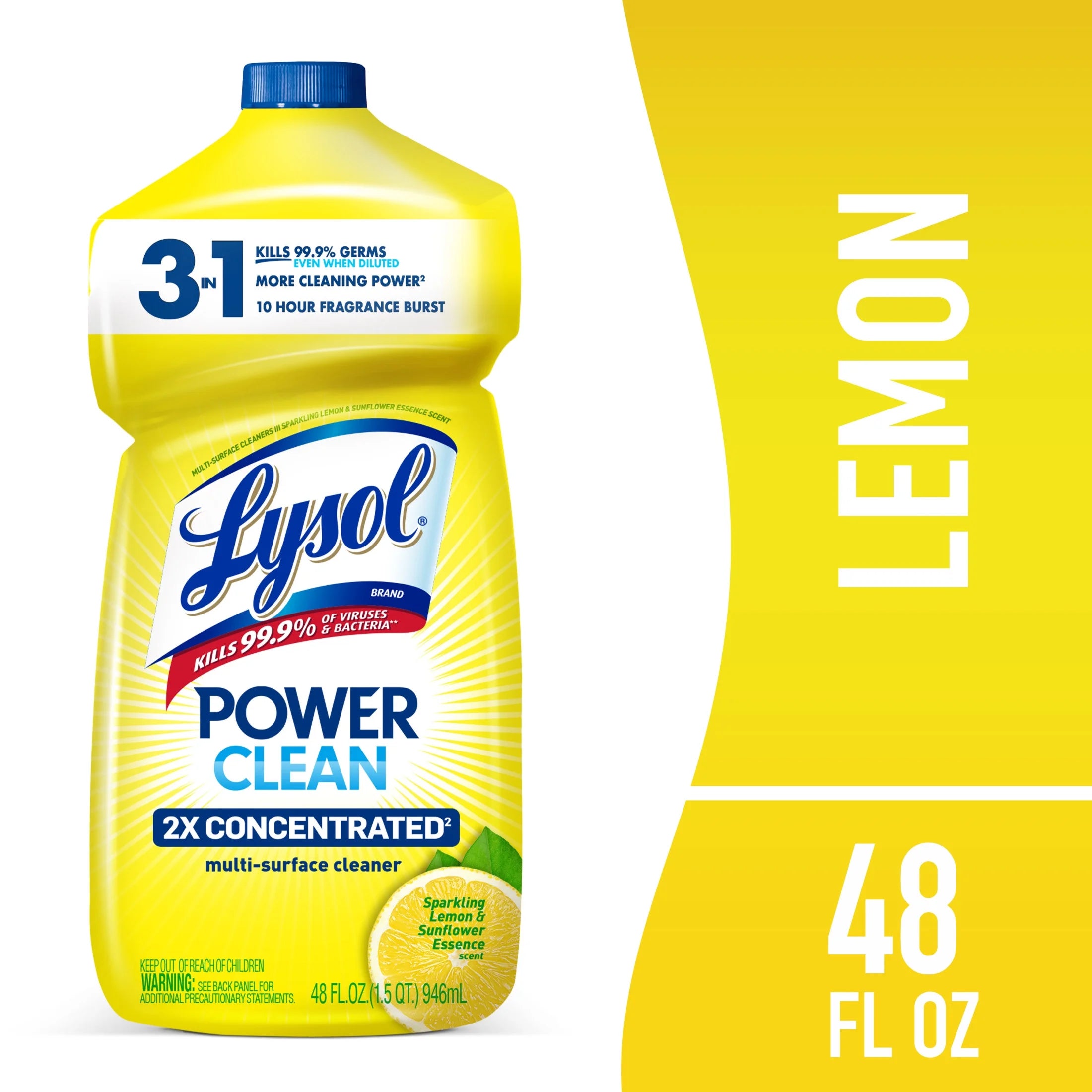 Lysol Power Clean Multi-Surface Cleaner, 2X Concentrated Pour, 48 Fl Oz