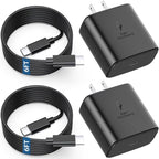 Type C Charger Fast Charging, 2-Pack 45W USB C Android Charger Block, Phone Super Fast Charger with 6.6FT Cable Compatible with Samsung Galaxy S25/S24/S23 Plus/Ultra