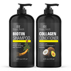 Biotin Shampoo & Collagen Conditioner Set – Infused with Korean Ginseng, Turmeri