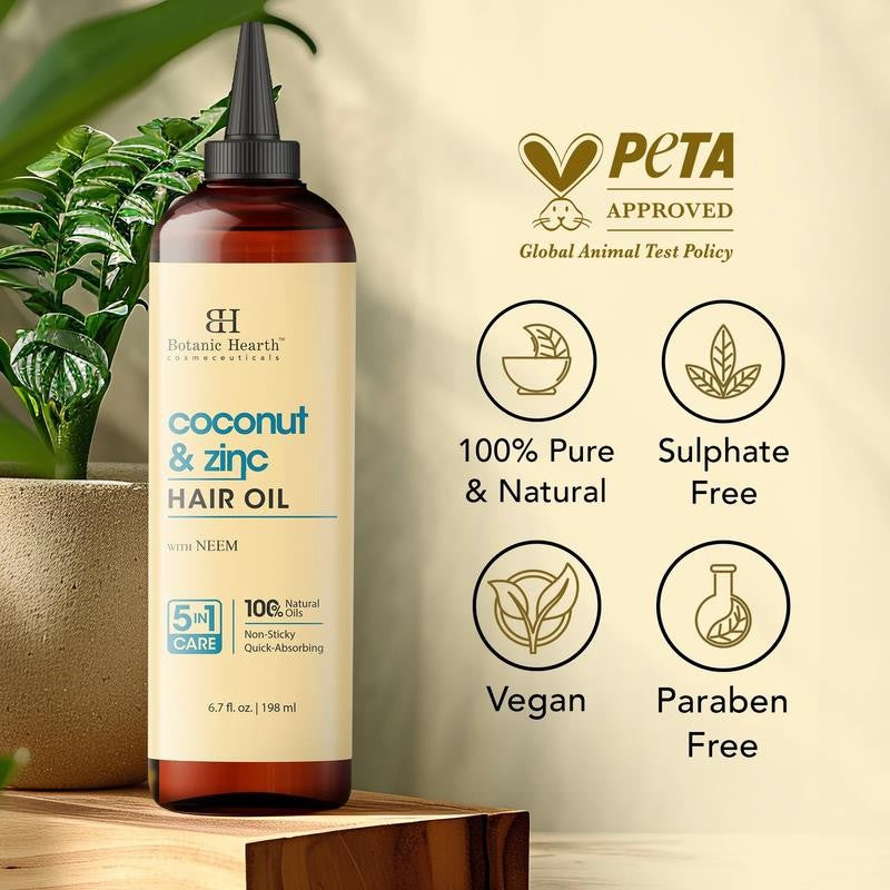 Coconut & Zinc Pyrithione Hair Oil (6.7 Fl Oz) | Moisturizing and Nourishing Hai