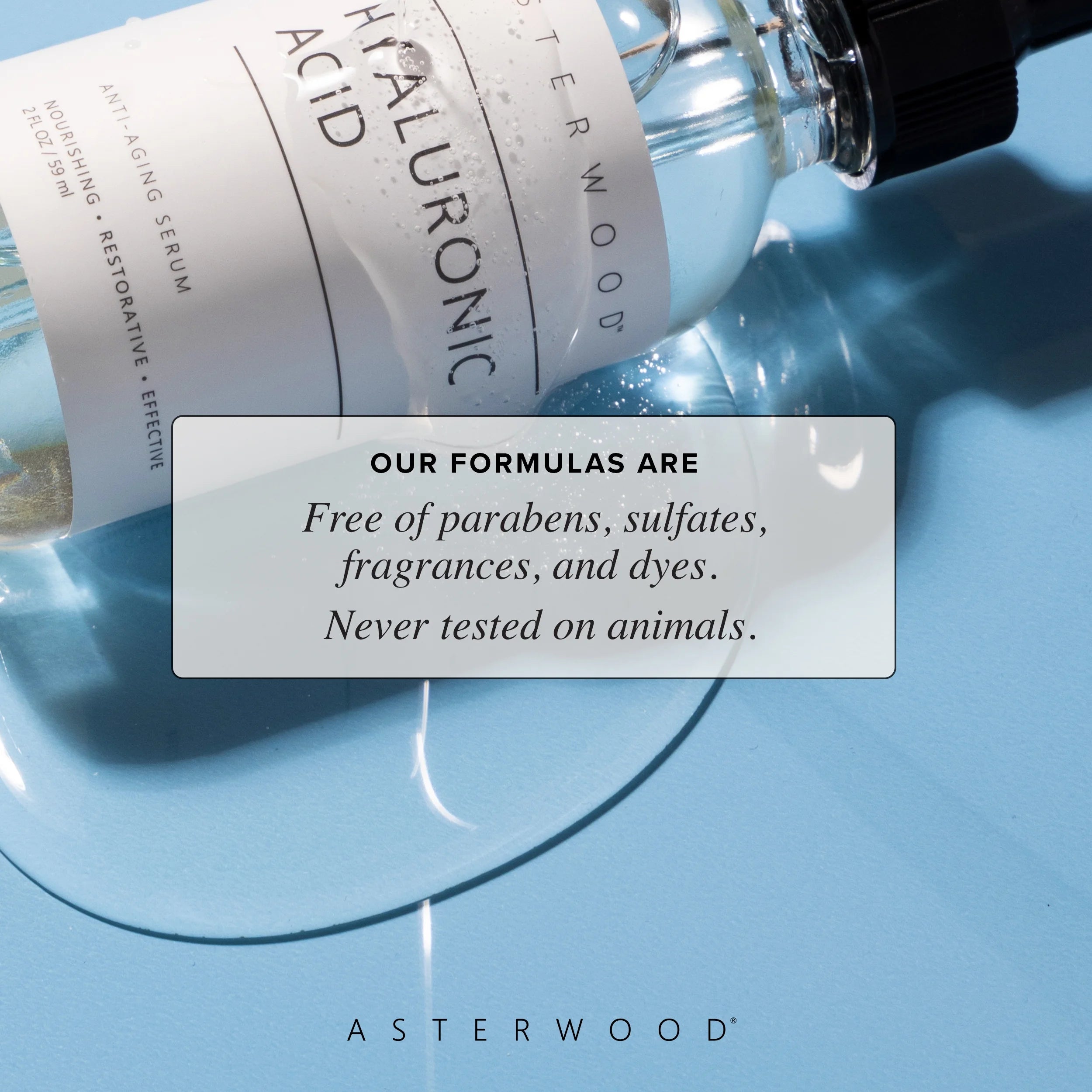 Asterwood Hyaluronic Acid Serum for Face - Plumping, Anti-Aging, Hydrating, Fragrance-Free, 1 Fl Oz