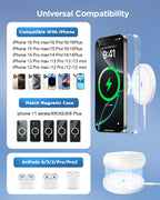 ETEPEHI Magnetic Charger Compatible for Iphone: Wireless Charging Pad Compatible with Iphone 16 15 14 Pro Max plus 13 12 Pro Max & Airpods 4 3 2 Pro, White