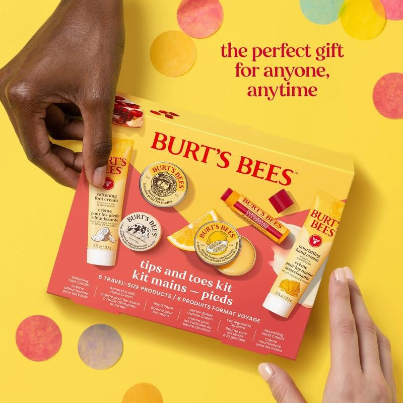 Burts Bees Tips and Toes Gift Set, Hand Cream, Foot Cream, Cuticle Cream, Hand S