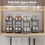 2 Packs Pull-Out Spice Rack Organizer for Cabinets, Slide-Out Design, Multi Purp